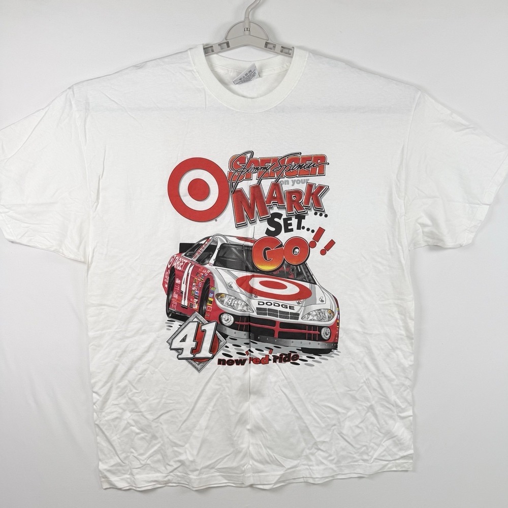 Vintage 2002 Jimmy Spencer Nascar Target Racing White XL T-Shirt Chase Authentic